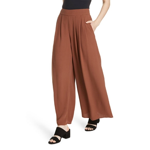 Eileen Fisher Pants - Eileen Fisher Wide-Leg Silk Pants Nutmeg Sz S
